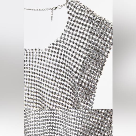 GORGEOUS ZARA NWT Open Back Rhinestone Top - Picture 11 of 14